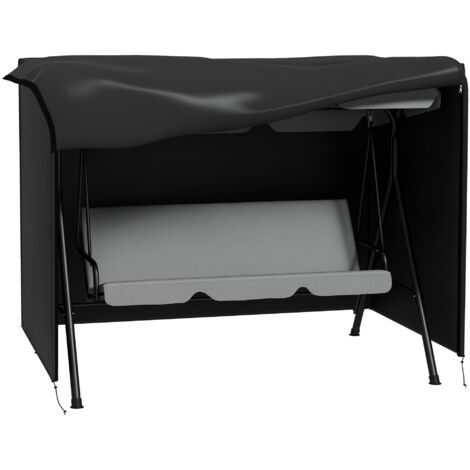 Housse de protection balancelle de jardin 3 places bâche étanche dim. 2,05L x 1,24l x 1,64H m polyester PVC haute densité noir