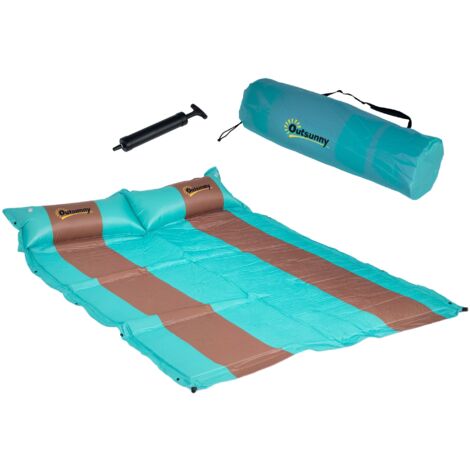 Outsunny – Matelas de camping autogonflant 2 places 192x135x3 cm – Sac de transport inclus – Fond antidérapant pour confort optimal