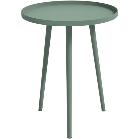 Table basse de jardin d'appoint design scandinave Ø 40 x 50H cm acier époxy vert