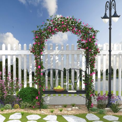 Pavillon De Jardin Keira Avec Treillis - Arche 270 X 200 Cm En Acier Thermolaqué Blanc Antique - Pour Mariage, Terrasse