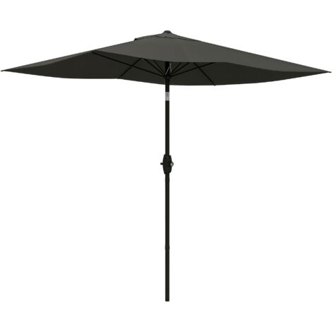 Outsunny Parasol de jardin Parasol droit rectangulaire inclinable 2 x 3 m avec manivelle toile polyester imperméabilisée haute densité 180 g/m² gris foncé