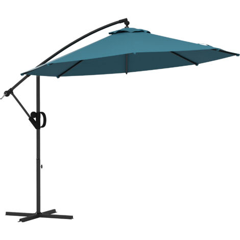 Outsunny Demi Parasol Balcon 2,93 X 1,5 X 2,49 M - Crème Avec Manivelle Et 5 Entretoises