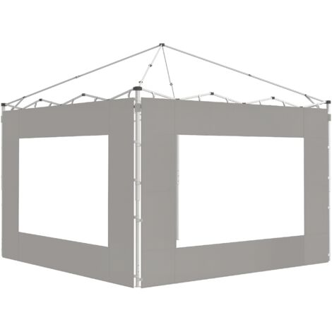 Outsunny – Lot de 2 panneaux latéraux pour barnum 6x3 m ou 3x3 m – Tissu Oxford gris – Installation rapide avec attaches Velcro – Grande fenêtre lumineuse