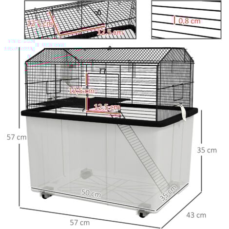 Cage Et Habitats Pour Hamster, Double Couche Avec Tubes Et Tunnels, Cage Transparente Pour Petits Animaux Avec Poignée De Transport Portable Pour Hamster, Cochon D'Inde, Gerbille (2 Niveaux