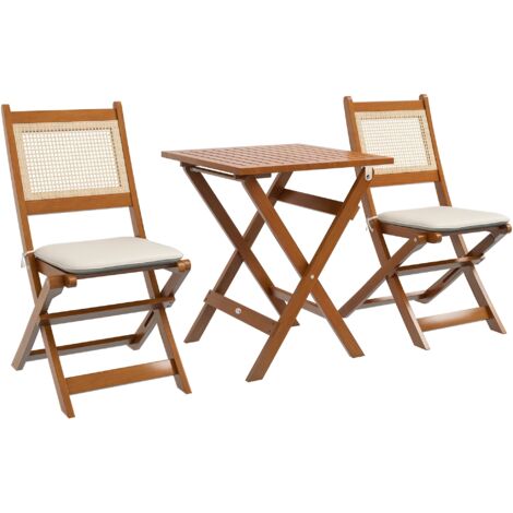 Set Bistro Jardin 3 Pièces En Acacia Massif - Table Et 2 Chaises Style Moderne