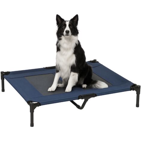 Pawhut – Lit surélevé pour chien et chat – Tissu oxford micro-perforé – Dimensions 92L x 76l x 18H cm – Charge max. 30 Kg – Couleur bleu