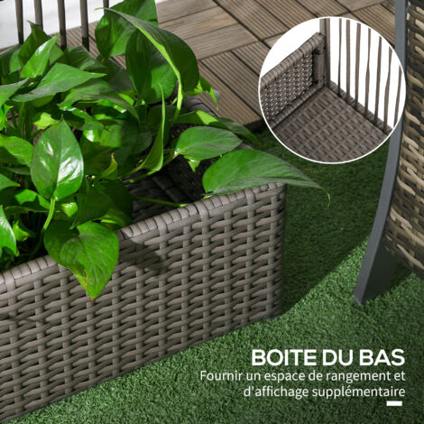 Lot De 4 Jardinières Balcon Aspect Rotin PAFEN 50 Cm - Pots De Fleurs Rectangulaires