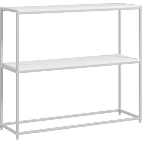Homcom – Table console blanche avec étagère – Dimensions 100L x 30P x 87H cm – Acier et panneaux de particules – Charge max. 20 kg (1/5)