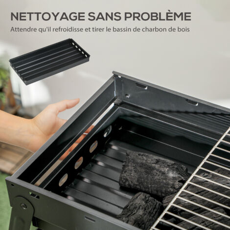 Barbecue à Charbon De Bois XXL TEENO - Format Rond, Pour 4-12 Personnes - Tiroir à Cendres, Grilles Multiples, Roues