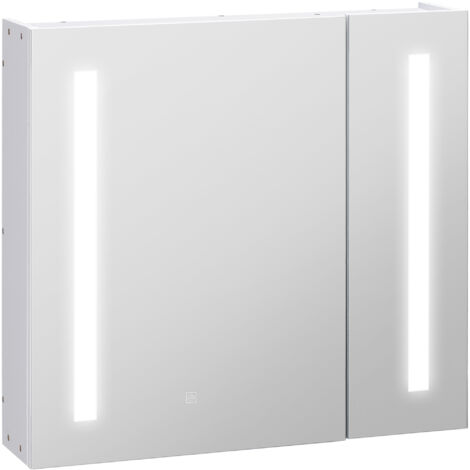 Armoire de toilette miroir lumineux LED 2 portes 3 niv. blanc