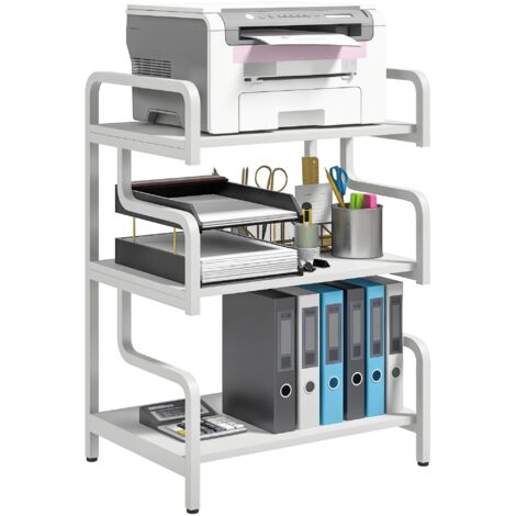 Homcom – Étagère de rangement 3 niveaux – Structure en acier – Dimensions 55 x 40 x 77 cm – Patins réglables pour sols irréguliers – Blanc