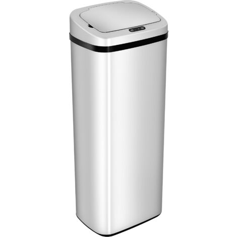 Homcom – Poubelle automatique 50L en acier inoxydable – Capteur infrarouge pour ouverture automatique – Design élégant – Interrupteur marche/arrêt