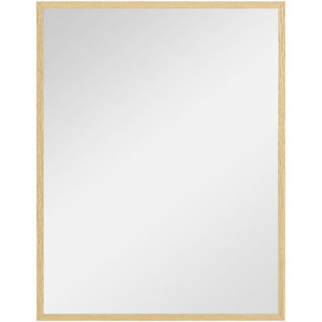 Homcom – Miroir mural rectangulaire 70L x 90H cm en MDF aspect bois clair – Fixation murale ou suspension – Pour salon, chambre ou entrée
