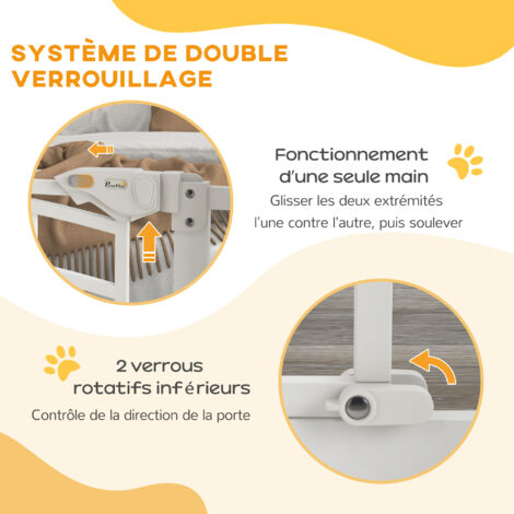 Barrière de sécurité pour chien - barrière à pression extensible - double système de verrouillage - acier blanc