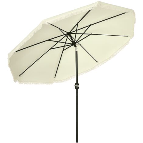 Parasol octogonal inclinable Ø 2,68 x 2,32H m mât acier noir polyester haute densité 180 g/m² crème