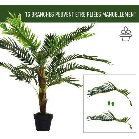 Palmier Artificiel Hauteur 1,7 M Arbre Artificiel Tronc Branches Lichen Grandes Feuilles Grand Realisme Pot Inclus 28147559