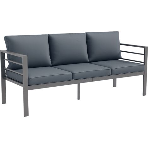 Outsunny – Canapé de jardin 3 places en aluminium avec coussins déhoussables – Charge max 330kg – Dimensions 185L x 66l x 64H cm – Design contemporain (1/5)