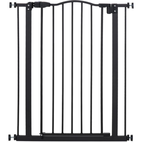 Pawhut – Barrière de sécurité pour chien – Largeur ajustable 74-80 cm – Système de double verrouillage – Cadre métallique sans plomb – Couleur noir