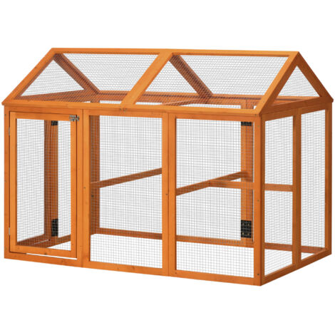 Pawhut – Enclos poulailler en bois 140 x 88,5 x 106 cm – Structure en sapin et métal – Sécurisé avec portes verrouillables – Pour 1-3 poules