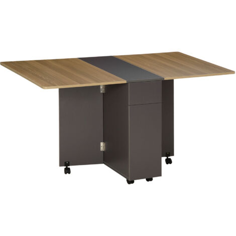 Homcom – Table pliante sur roulettes 140x76cm – 2 tiroirs et placard – Charge max 30kg – Idéale pour espaces réduits