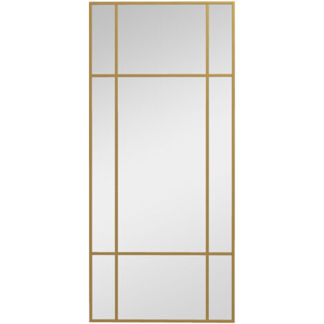 Homcom – Miroir mural verrière rectangulaire 110L x 50H cm – Installation horizontale ou verticale – 4 crochets – Métal doré