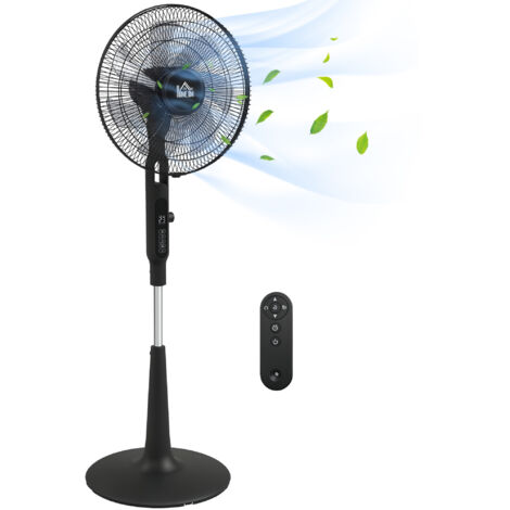 Ventilateur oscillant réglable sur pied 40W 3 modes 28 vitesses timer fonction anti-moustique télécommande noir (1/5)