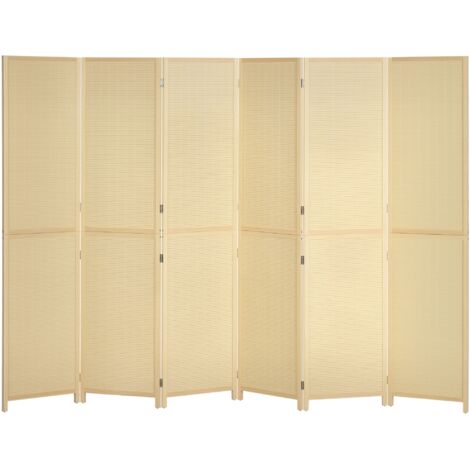 Homcom – Paravent intérieur 6 panneaux en bambou naturel – Dimensions 270L x 180H cm – Pliable et autoportant – Séparateur de pièce esthétique