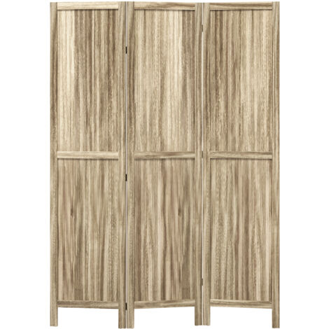 Homcom – Paravent en bois de Paulownia 3 panneaux pliables 120L x 170H cm – Conception pliable pour espaces privés – Style naturel