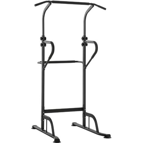 Station de musculation multifonction barre de traction chaise romaine réglable acier noir (1/5)