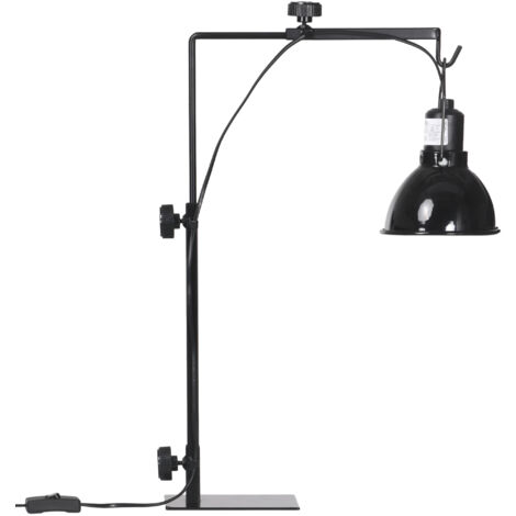 Pawhut – Support de lampe chauffante pour reptiles – Hauteur réglable 36-65 cm – Largeur ajustable 20-29 cm – Acier noir pour terrarium