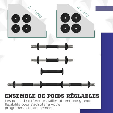Haltère 2-12kg Haltères Réglables EnterSports - Lot De 2 - 2-12kg - 5 Niveaux - Poignée Antidérapante - Pour Maison/bureau Haltères Poids Variable 2-12kg