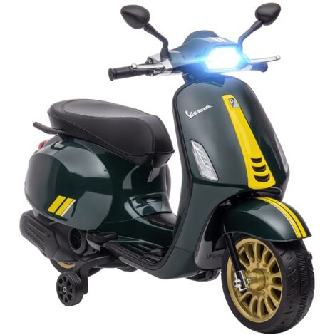 Aiyaplay – Scooter électrique enfant 6V – 2 roues d'entraînement – Vitesse 3 km/h – Autonomie 45 min – Phare et musique – Pour 3-6 ans, vert