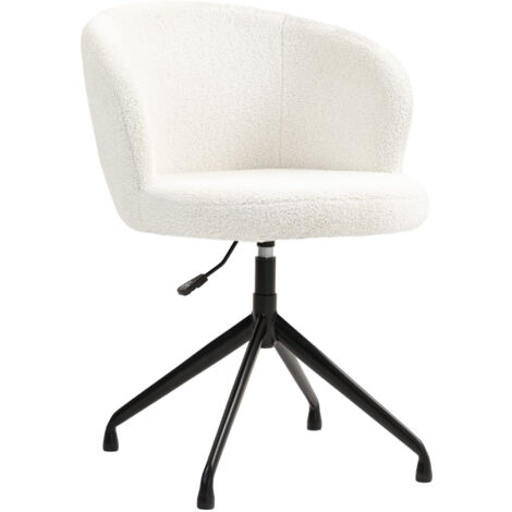 Homcom – Chaise de bureau ergonomique pivotante – Hauteur réglable 54-60 cm – Revêtement tissu bouclette blanc – Charge max 120 kg
