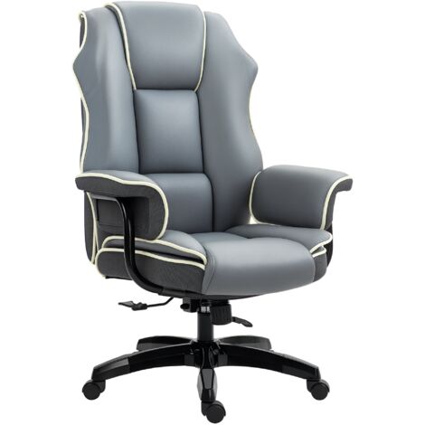Vinsetto – Fauteuil de bureau gamer ergonomique – Revêtement synthétique – Assise réglable 50-56 cm – Dossier inclinable jusqu'à 150° – 76L x 80l x 118-124H cm – Gris