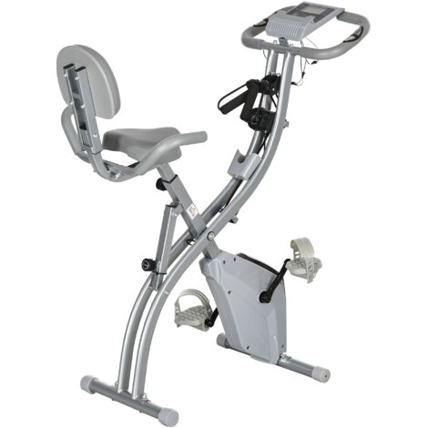 Vélo d'appartement - HOMCOM - 8 niveaux de résistance magnétique - dossier selle réglable - écran LCD multifonction - noir gris