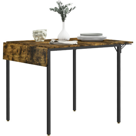 Homcom – Table pliante extensible marron rustique – 2 rabats pour petit espace – Dimensions 120x79x79 cm – Charge max 60 kg