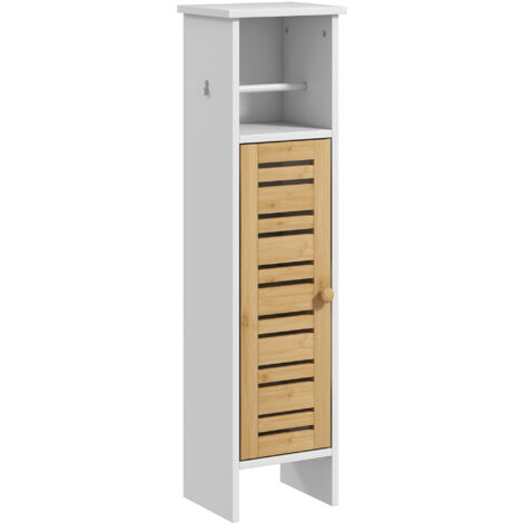 Homcom – Meuble de salle de bain colonne en bambou – Support papier toilette amovible – 3 niveaux – Dimensions 21l x 17P x 78H cm – Conception anti-basculement