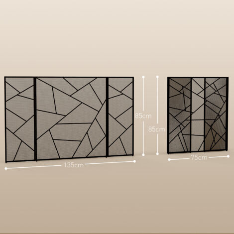 Pare-étincelles Yitahome 3 Panneaux Pliable - Finition Noire Métallique - Intérieur/Extérieur