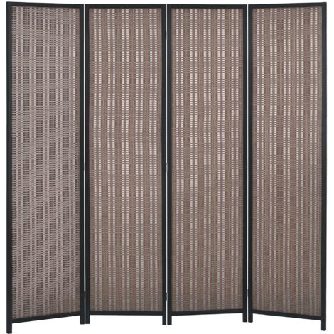 Homcom – Paravent intérieur pliable 4 panneaux 180L x 180H cm – Bois pin et bambou – Charnières directionnelles – Patins antidérapants