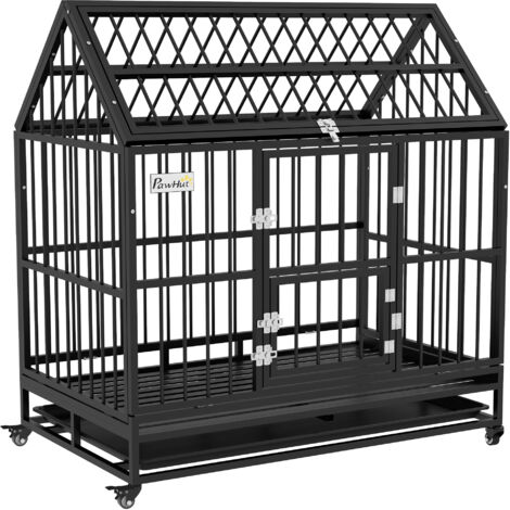 Cage Pour Chien PawHut 2 En 1 - Avec Table D'appoint, 73x60x68 Cm, Pour Chiens Jusqu'à 15 Kg, Couleur Marron/blanc