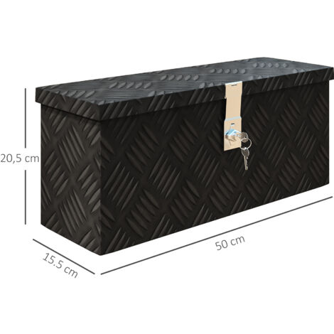 HOMCOM Boite de rangement - boîte à outils en aluminium - caisse à outil alu. verrouillage clé dim. 50L x 15,5l x 20,5H cm