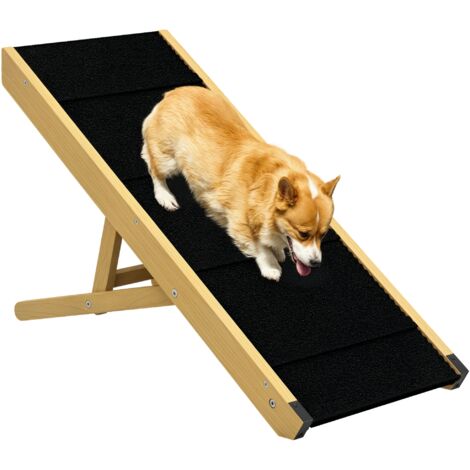 Rampe pour chien et chat - escalier pour chien pliable réglable en hauteur 24-47,5 cm - bois polyester noir (1/5)