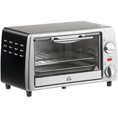 Homcom – Mini four grill 10L 750W – Température réglable 100-230°C – Minuterie 0-60 min – Dimensions 36,5x26x22 cm – Porte en verre