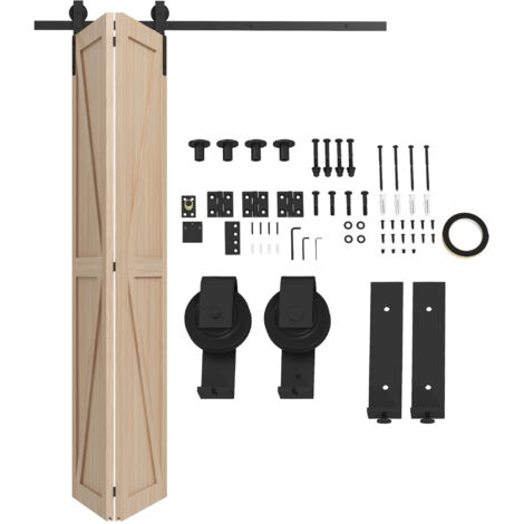Homcom – Quincaillerie de porte coulissante pliante – Kit rails en acier pour 2 portes – Charge max 90 kg – Longueur 152,5 cm – Installation facile