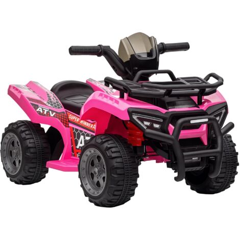 Homcom – Buggy électrique enfant 18-36 mois – Quad rose avec effet lumineux – Vitesse max 2 Km/h – Charge max 25 Kg – Matériaux métal et PP