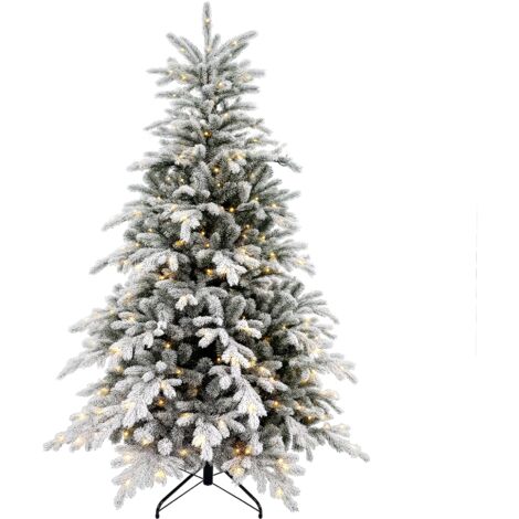 Sapin De Noël Artificiel 180 Cm Avec Neige Et 300 LED - 856 Pointes PVC - Support Métal - Pour Maison, Bureau, Magasin