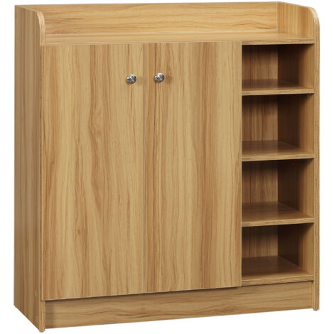 Homcom – Meuble à chaussures 2 portes 4 étagères marron – Panneau de particules – Dimensions 83L x 30l x 90H cm – Montage facile