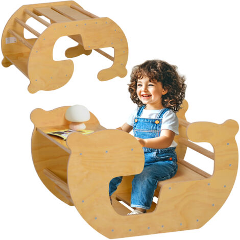 Arche d'escalade enfant bureau 2 en 1 bois pin naturel