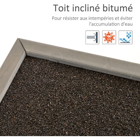 Armoire de jardin abri jardin remise pour outils sur pied dim. 87L x 46l x 96H cm étagère portes persiennes toit bitumé bois sapin autoclave gris