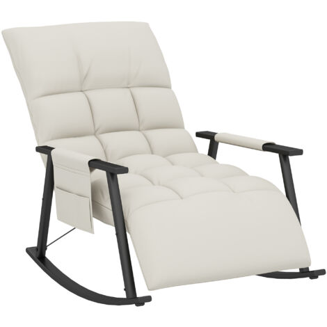 HOMCOM Fauteuil à Bascule Relax Avec Repose-Pieds Réglable – Microfibre Douce, Poche Latérale, Dossier Inclinable – Gris – Charge 120 Kg